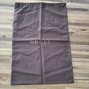 Gucci 16.5" x 11.5" Purse or Shoe Dust Bag Cotton in Brown w/ Gold Logo